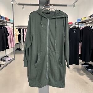 Prettygarden Longline Zip Hoodie Sweatshirt | Green | Large